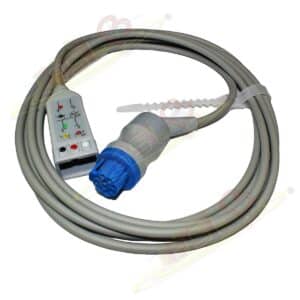 CABLE TRONCAL ECG PARA MONITOR DE SIGNOS VITALES · 10 PIN · 3 LATIGUILLOS · COMPATIBLE DATEX OHMEDA